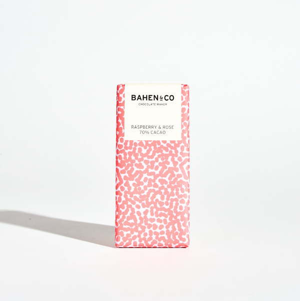 Raspberry & Rose 70% Cacao Chocolate from Bahen & Co 75g